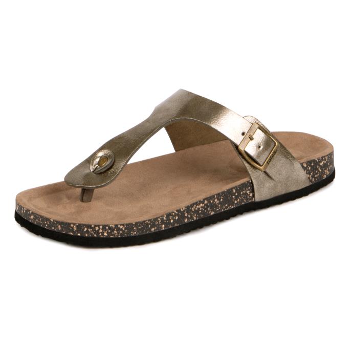 totes® Ladies PU Buckle Toe Post Gunmetal Extra Image 2